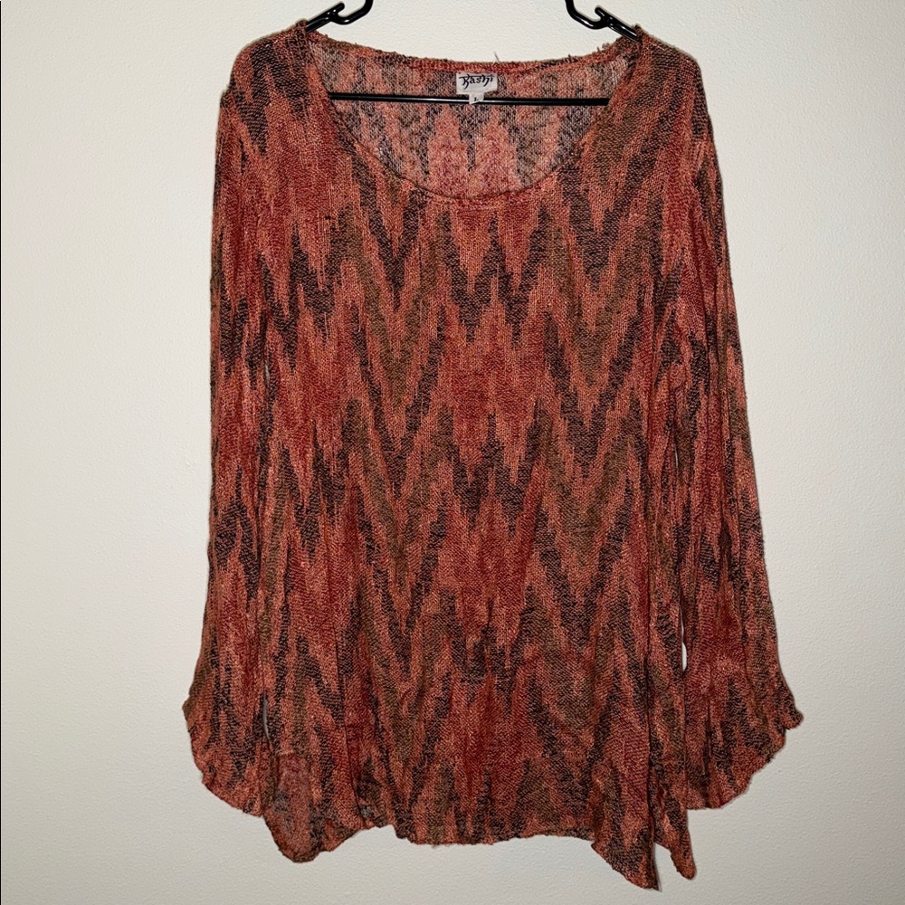 Kashi Boho Hippie Lightweight Flowy Knit Whimsical Top